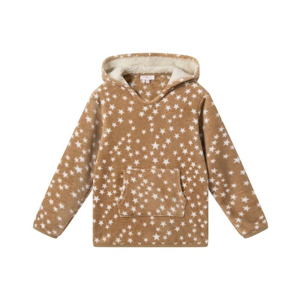 Andy & Evan Girls  Starry Plush Hoodie, Brown